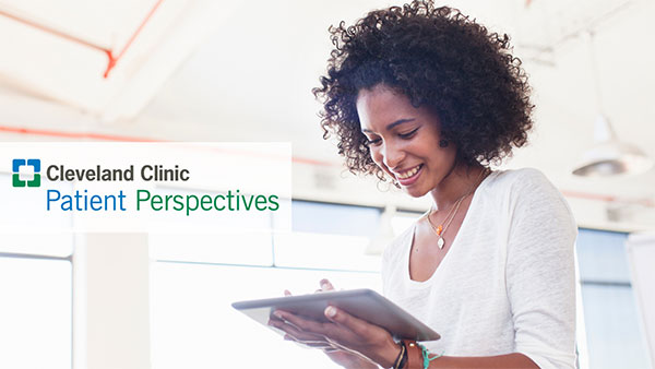 Woman using a tablet - Cleveland Clinic Patient Perspectives