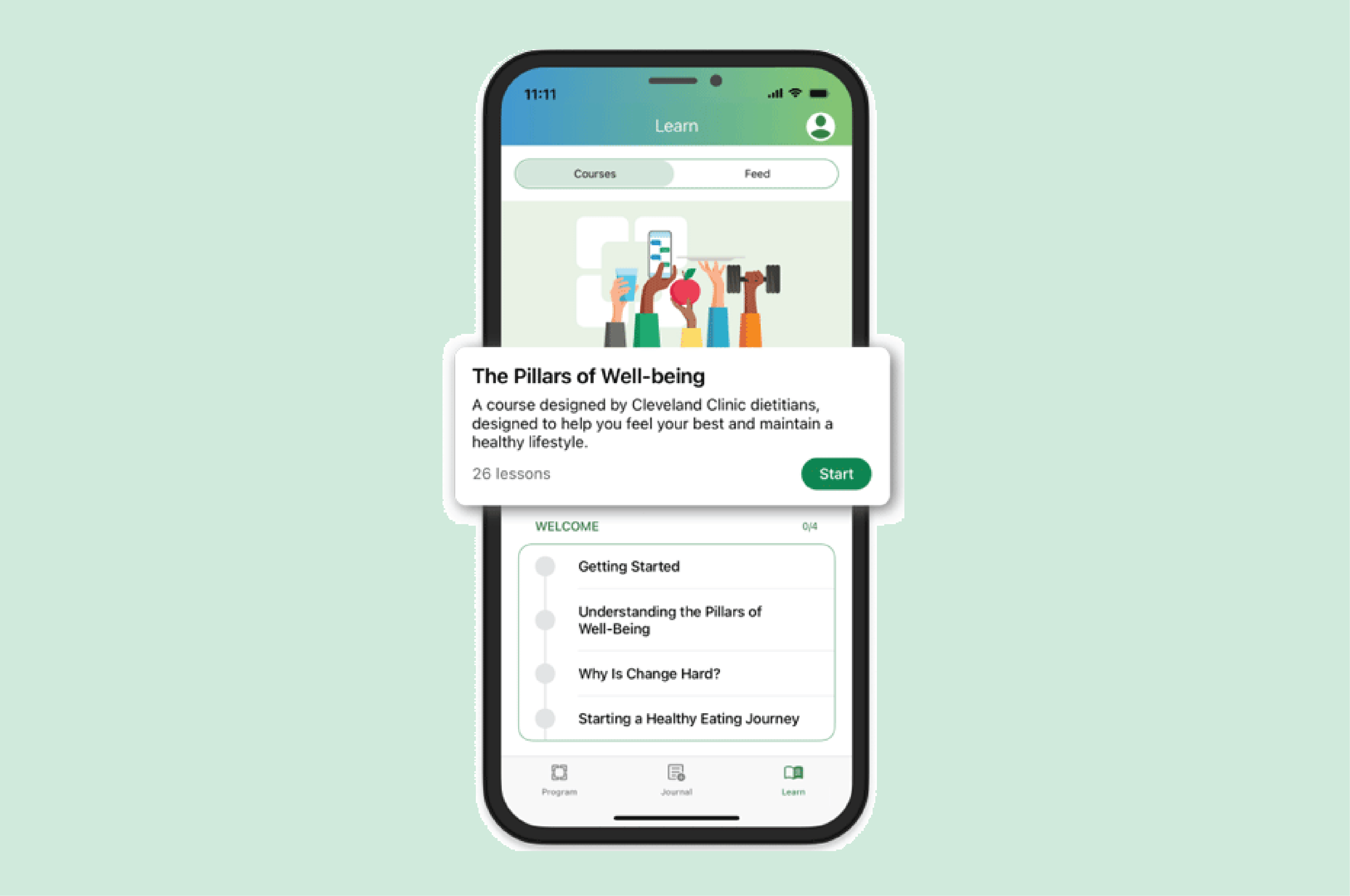 Screenshot of wellness programs in app